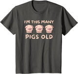 Pigs lover Birthday Gifts Toddler I'm This Many Pigs Old - 3rd Birthday Pig 3 Years Old Bday T-Shirt - Asphalt Grey