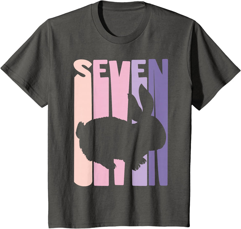7th Birthday Gift Bunny Rabbit Fan 7 Years Old Girl T-Shirt in Asphalt Grey