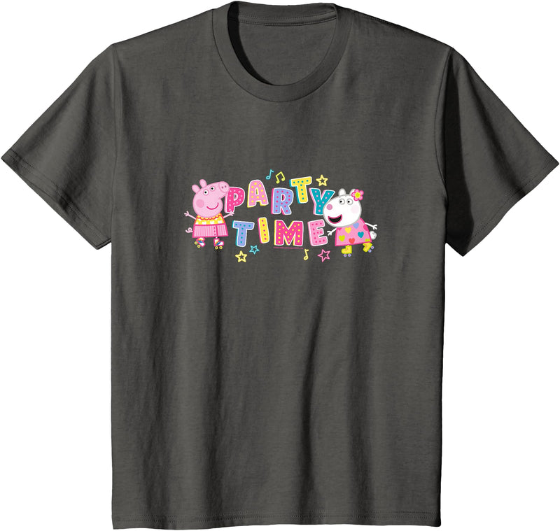 Peppa Pig Party Time Peppa & Suzy Logo Youth T-Shirt - Asphalt Grey