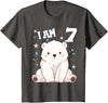 7 years old 7th birthday Polar Bear Kids 7 Years old 7 birthday Polar Bears Boy girl Polar Bear T-Shirt - Asphalt Grey