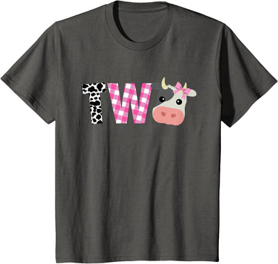 Second Birthday Girl Cow Farm 2nd Birthday Cow Toddler T-Shirt