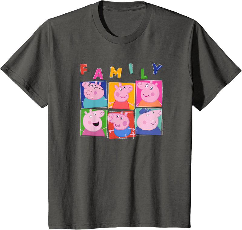 Peppa Pig Family Portrait Panels T-Shirt - Asphalt Grey