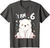6 years old 6th birthday Polar Bear 6 Years old 6 birthday Polar Bears Boy girl Polar Bear T-Shirt - Asphalt Grey
