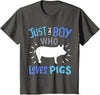 Kids Pig Just A Boy Who Loves Pigs Gift for Pig Lovers T-Shirt - Asphalt Grey