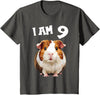 9 years old 9th birthday Guinea Pig 9 Years old 9 birthday Guinea Pigs Boy Girl Guinea Pig T-Shirt - Asphalt Grey