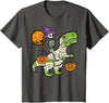 Toddler Boy Halloween Shirts For Boys Kids Kids Skeleton Dino Pumpkin Halloween Costume Toddler Boys Kids T-Shirt - Asphalt