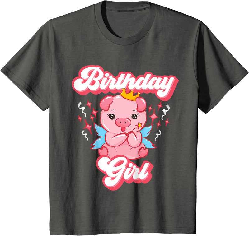 Pig Piggy Piglet Birthday Shirts and Gifts Pig Birthday Party Cute Girl Piggy Piglet Girls Gift T-Shirt - Asphalt Grey