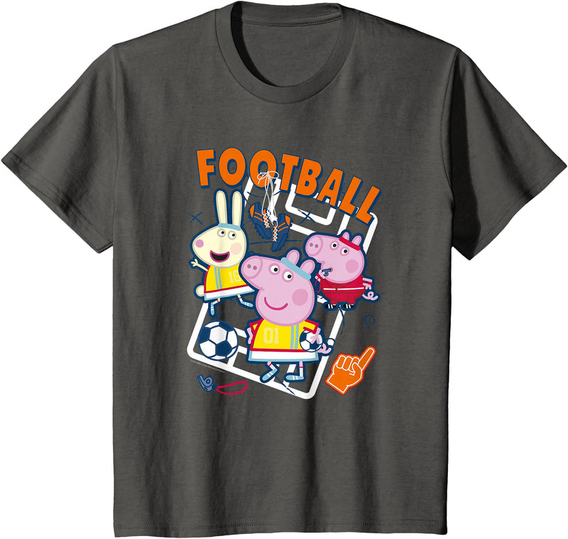 Peppa Pig Football Group Shot T-Shirt - Asphalt Grey