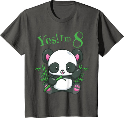 Panda 8th Birthday Girls Gift Birthday Outfit Age 8 T-Shirt