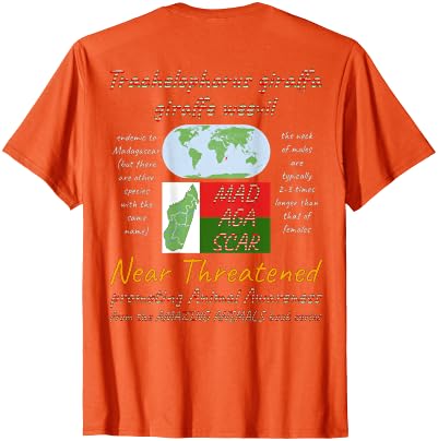 ETCreations Giraffe Weevil T-Shirt - size chart