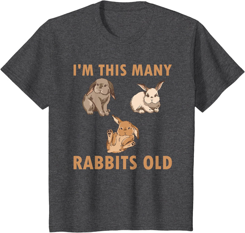 Cute Kids Rabbit Lover Bunny Graphic T-Shirt in Dark Heather Grey