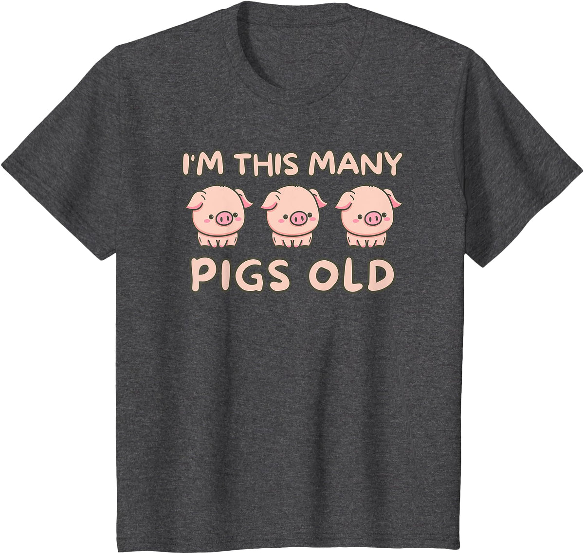 Pigs lover Birthday Gifts Toddler I'm This Many Pigs Old - 3rd Birthday Pig 3 Years Old Bday T-Shirt - Dark Heather Grey