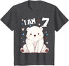 7 years old 7th birthday Polar Bear Kids 7 Years old 7 birthday Polar Bears Boy girl Polar Bear T-Shirt - Dark Heather Grey