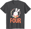 4th Birthday Girl Bunny 4 Years Rabbit Birthday T-Shirt in Dark Heather Grey