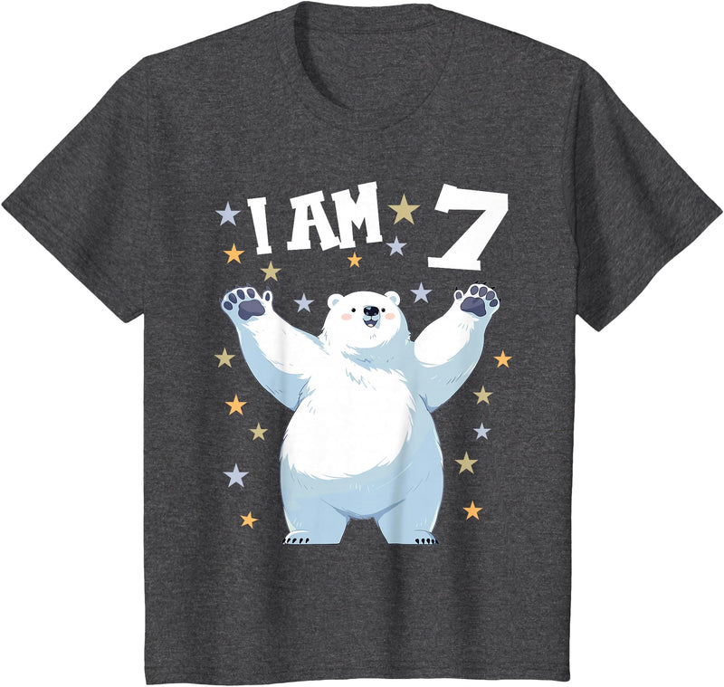 7 years old 7th birthday Polar Bear 7 Years old 7 birthday Polar Bears Boy girl Polar Bear T-Shirt - Dark Heather Grey