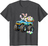 Easter Day Bunny Monster Truck Eggs Rabbit Boys Kids T-Shirt in Dark Heather Grey
