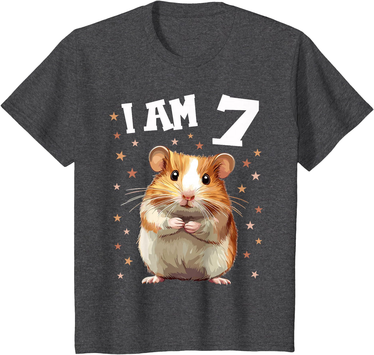 7 Years old 7 birthday Hamsters Boy Girl Hamster T-Shirt - Dark Heather Grey