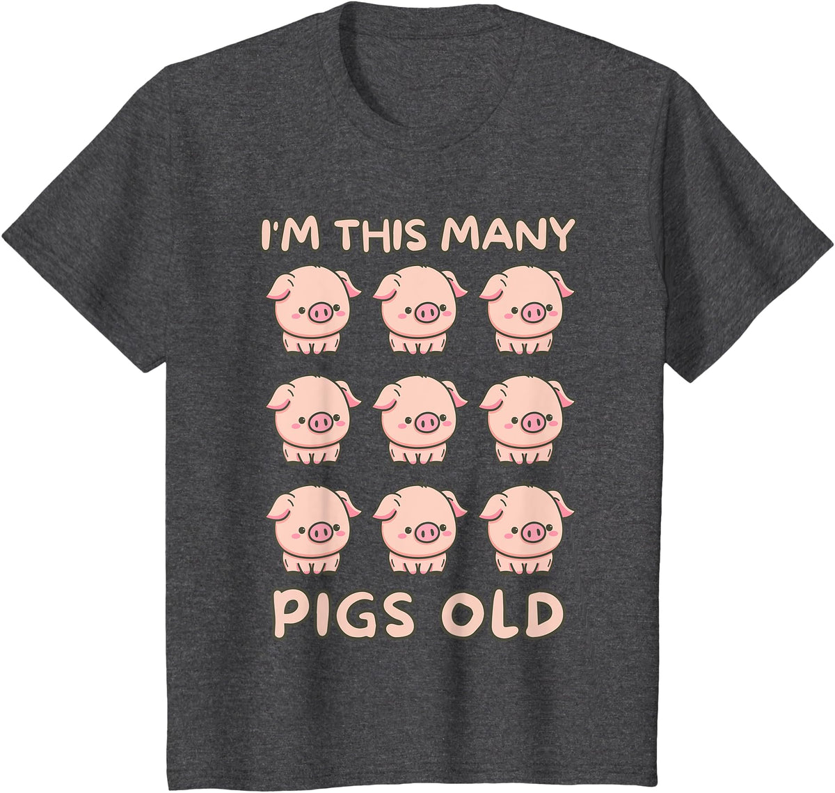 Pigs lover Birthday Gifts Toddler I'm This Many Pigs Old - 9th Birthday Pig 9 Years Old Bday T-Shirt - Dark Heather Grey
