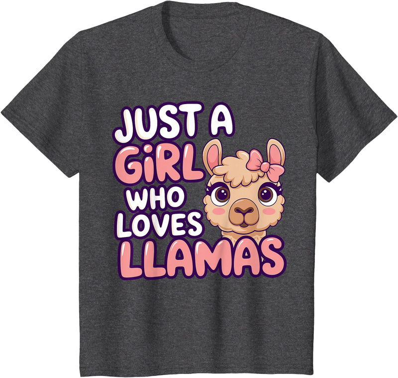 Kids Llama Shirts Girl Llama Kids T-Shirt - Dark Heather Grey