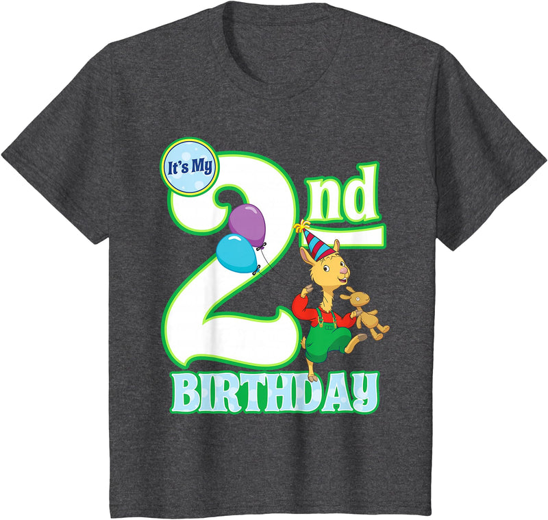 Kids Children's Second Birthday Official Llama Llama Tee Shirt T-Shirt - Dark Heather Grey