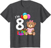 8th Birthday Teddy Bear - 8 Years Old Gift Tee Kids Eight Birthday Teddy Bear - 8 Year Old Girl T-Shirt - Dark Heather Grey