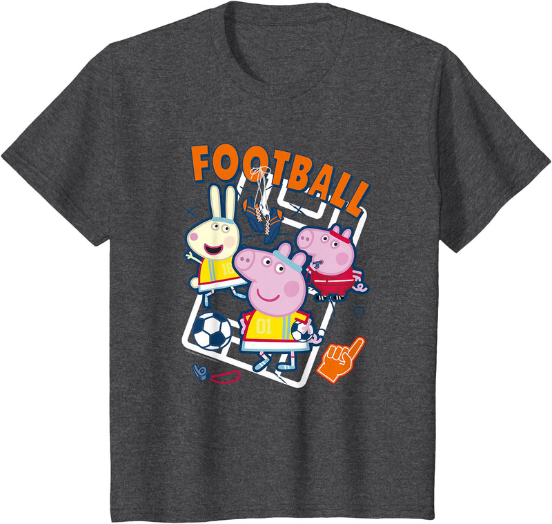 Peppa Pig Football Group Shot T-Shirt - Dark Heather Grey