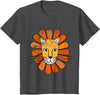 AlphaPlayTees Lion Face T-Shirt. Boys / Girls Cartoon Lion Tee T-Shirt - Dark Heather Grey