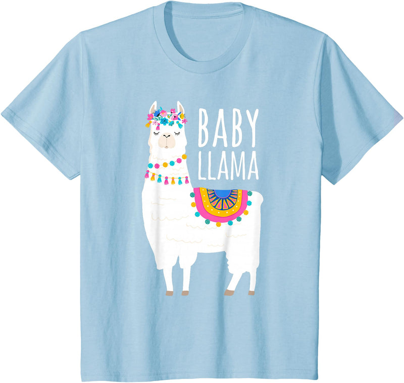 Mama Llama Lover Gifts by Memme Baby Llama Shirt for Girls, Daughter T-Shirt - Baby Blue