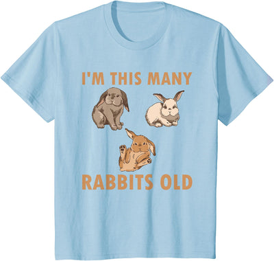 I'm This Many Rabbits Old T-Shirt - Three Bunnies, White Tee