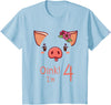 Girls Cute Pig Birthday Designs Co. 4th Birthday Pig Outfit Pig Face Gift 4 year old Girl Boy T-Shirt - Baby Blue