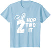 Hop Two It Easter Bunny Kids Funny 2nd Birthday Party T-Shirt in Baby Blue