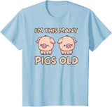 Pigs lover Birthday Gifts Toddler I'm This Many Pigs Old - 2nd Birthday Pig 2 Years Old Bday T-Shirt - Baby Blue