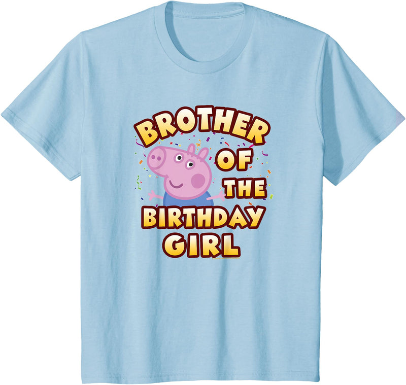 Kids Peppa Pig George Pig Birthday Brother of The Girl T-Shirt - Baby Blue