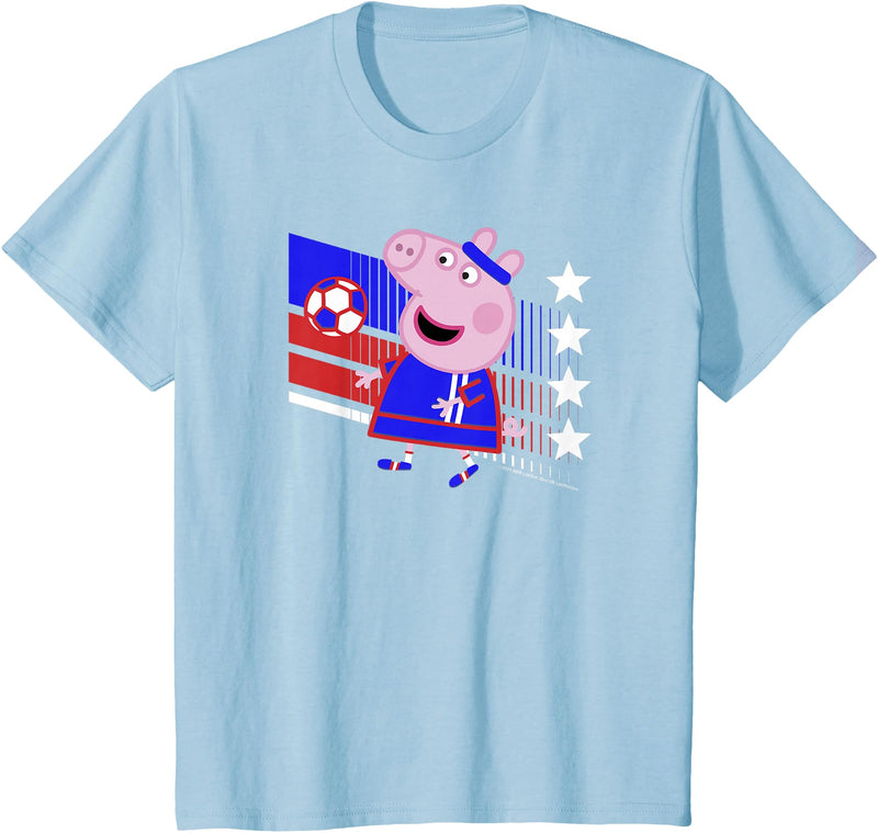 Kids Peppa Pig George Pig Football Soccer V3 T-Shirt - Baby Blue