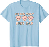 Pigs lover Birthday Gifts Toddler I'm This Many Pigs Old - 3rd Birthday Pig 3 Years Old Bday T-Shirt - Baby Blue