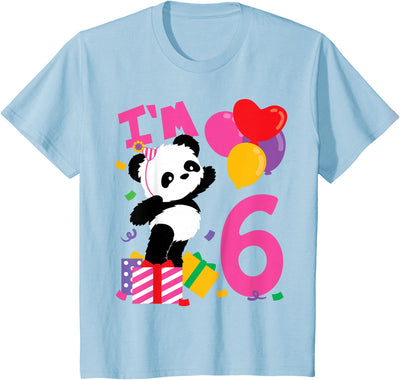 Kids 6 Years Old Girls Birthday Panda T-Shirt