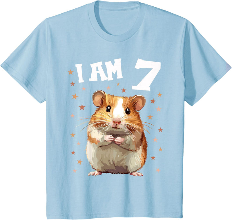 7 Years old 7 birthday Hamsters Boy Girl Hamster T-Shirt - Baby Blue