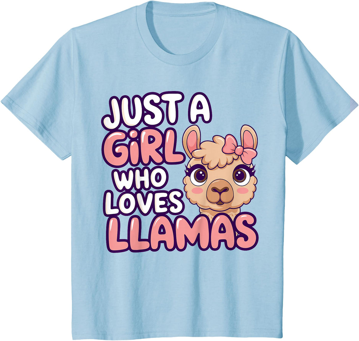 Kids Llama Shirts Girl Llama Kids T-Shirt - Baby Blue