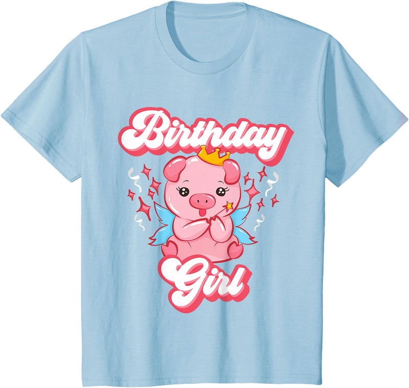 Pig Piggy Piglet Birthday Shirts and Gifts Pig Birthday Party Cute Girl Piggy Piglet Girls Gift T-Shirt - Baby Blue