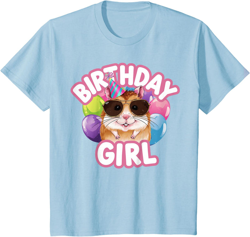 Girl Birthday Hamster Kids T-Shirt - Baby Blue