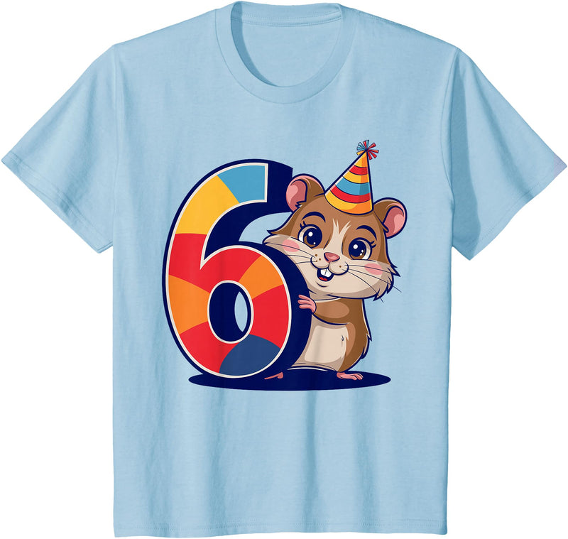 6th Birthday Hamster Kids T-Shirt - Baby Blue