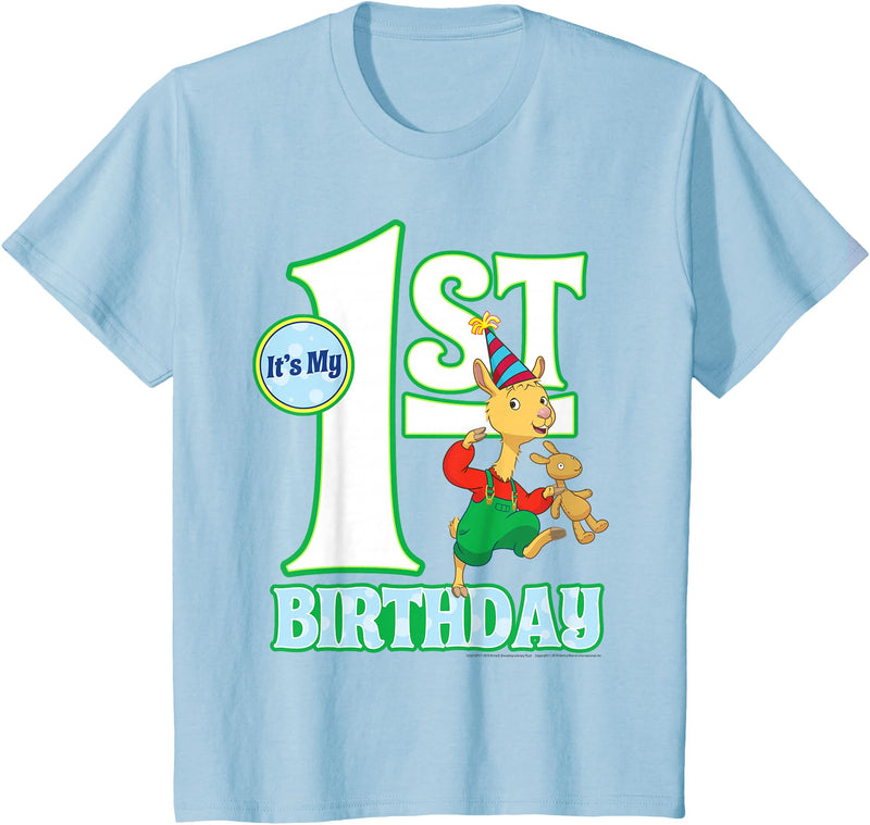 Children's My First Birthday Official Llama Llama Tee Shirt T-Shirt - Baby Blue
