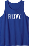 Men's Leather Daddy Bear Gay Shirt Print Apparel Filthy - Funny Gay Pride & LGBT Cruising Inappropriate Tank Top - Royal Blue