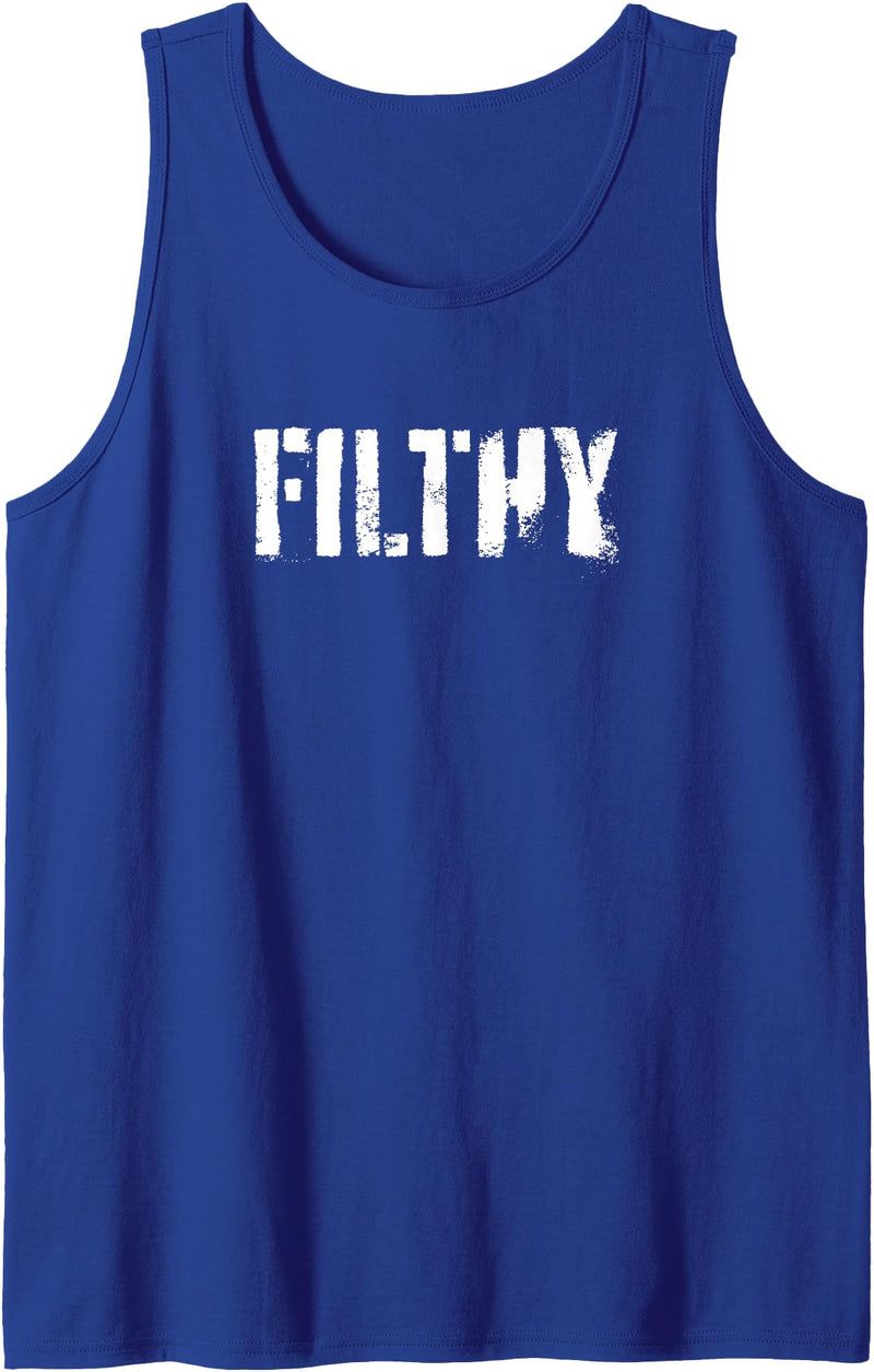 Men's Leather Daddy Bear Gay Shirt Print Apparel Filthy - Funny Gay Pride & LGBT Cruising Inappropriate Tank Top - Royal Blue