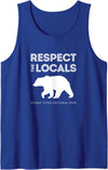 Grand Teton National Park Apparel & Gifts Respect The Locals Grizzly Bear Grand Teton National Park Tank Top - Royal Blue