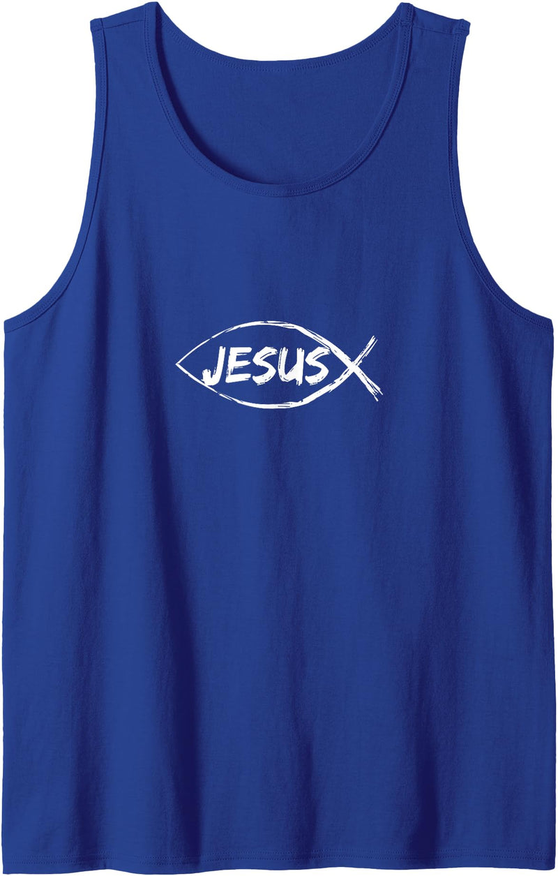 Christianity Jesus Fish Faith Jesus Fish Design for Christian Believers Tank Top - Royal Blue