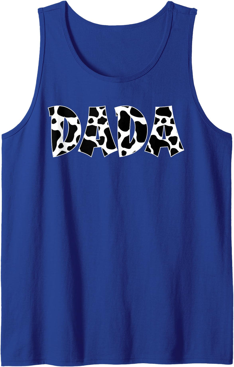 Funny Western Cow Dad Dada Cow Fathers Day Shirts Dada Cow Print Cow Pattern Cow Dad Father's Day Daddy Cow Tank Top - Royal