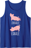 JonFriday Yoga Meditation Namaste Fitness Gifts Inhale Exhale Pig Yoga Meditation Workout Exercise Mom Gift Tank Top - Royal Blue