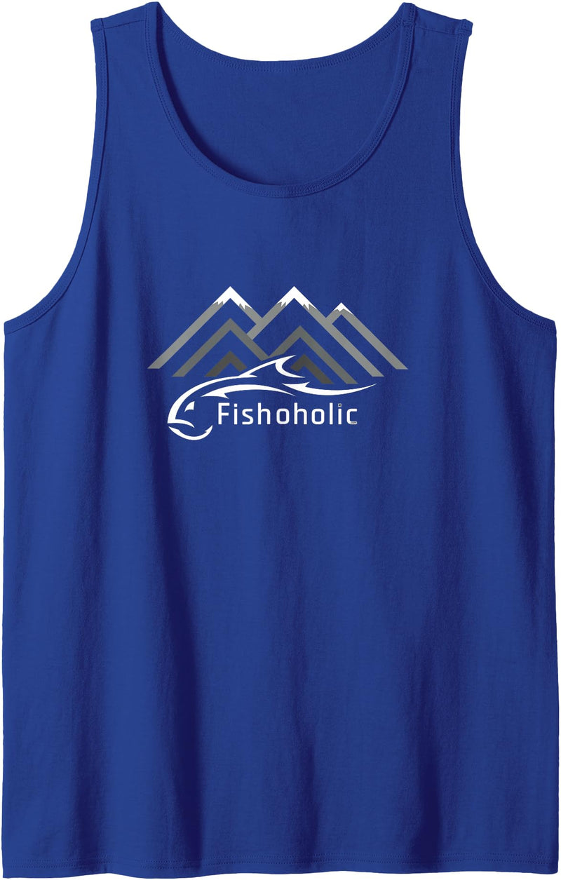 Fishoholic Logo for Fishing Enthusiasts - Snow Mountains Tank Top - Royal Blue