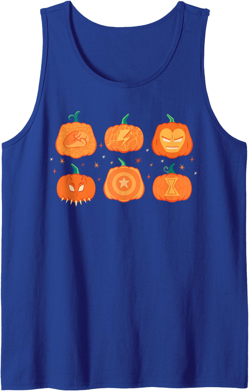 Marvel Halloween Avengers Pumpkin Characters Grid Tank Top - Royal Blue